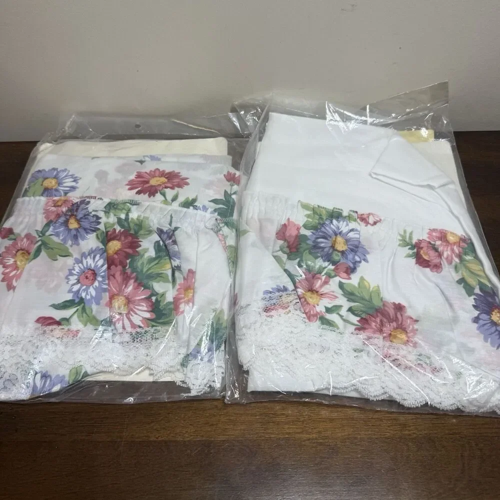 Vtg Rennie Sunshine Erica Floral Country Tier & Swag Set NOS Cottagecore Cabin